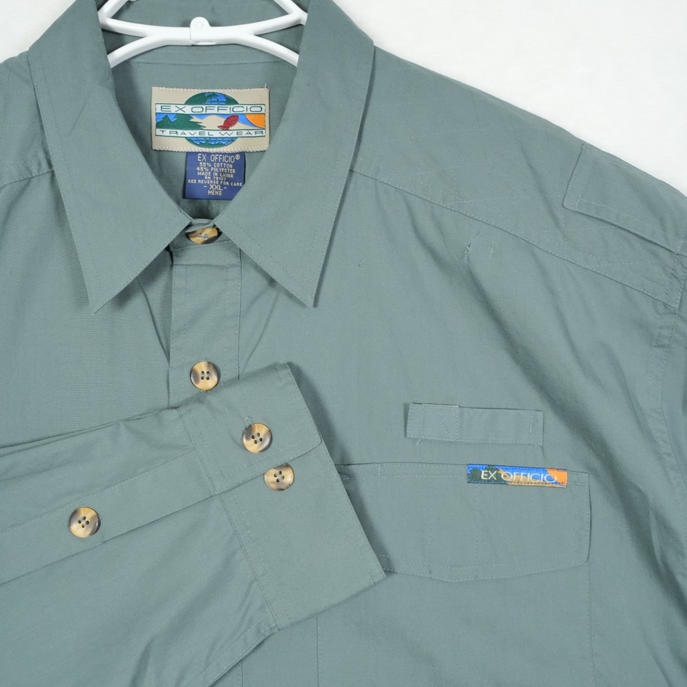 ExOfficio Shirt Men's Size 2XL XXL Outdoor 4 Pocket Button Up Long Sleeve Travel